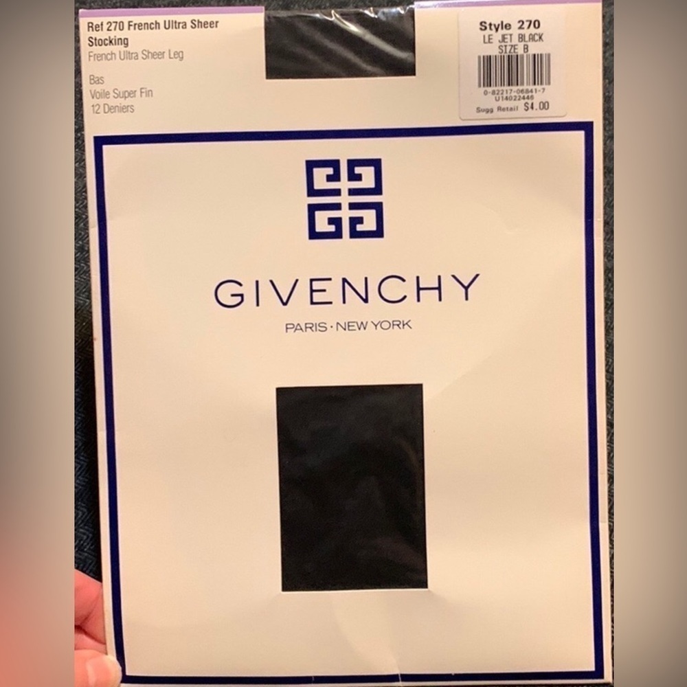 Vintage Givenchy Ultra Sheer Stockings Jet Black Size B New in package